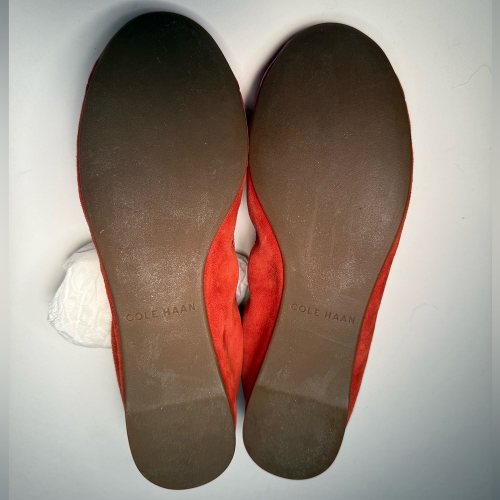 Cole Haan Elbridge Red Suede Ballet Flats Leather Cap Toe Comfort Shoes Size 7 - Picture 7 of 11